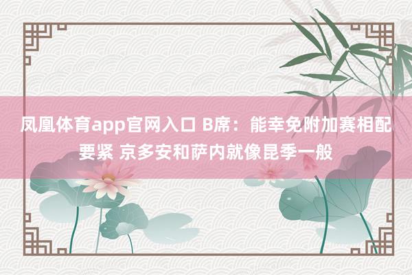 凤凰体育app官网入口 B席：能幸免附加赛相配要紧 京多安和萨内就像昆季一般