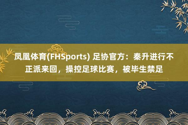 凤凰体育(FHSports) 足协官方：秦升进行不正派来回，操控足球比赛，被毕生禁足