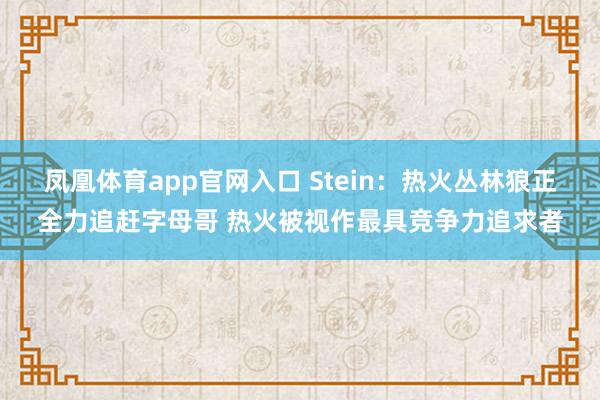 凤凰体育app官网入口 Stein：热火丛林狼正全力追赶字母哥 热火被视作最具竞争力追求者