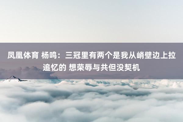 凤凰体育 杨鸣：三冠里有两个是我从峭壁边上拉追忆的 想荣辱与共但没契机