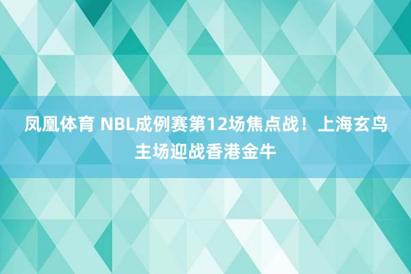 凤凰体育 NBL成例赛第12场焦点战！上海玄鸟主场迎战香港金牛