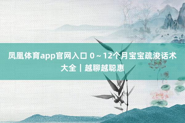 凤凰体育app官网入口 0～12个月宝宝疏浚话术大全｜越聊越聪惠