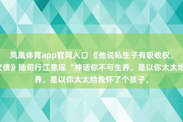 凤凰体育app官网入口 《他说私生子有吸收权，我让他吸收了欠债》陆司行江意瑶 “神话你不可生养，是以你太太给我怀了个孩子。