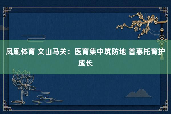 凤凰体育 文山马关：医育集中筑防地 普惠托育护成长