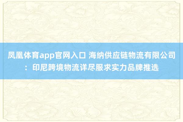凤凰体育app官网入口 海纳供应链物流有限公司：印尼跨境物流详尽服求实力品牌推选
