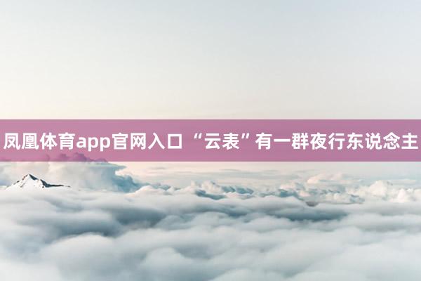 凤凰体育app官网入口 “云表”有一群夜行东说念主