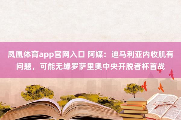 凤凰体育app官网入口 阿媒：迪马利亚内收肌有问题，可能无缘罗萨里奥中央开脱者杯首战