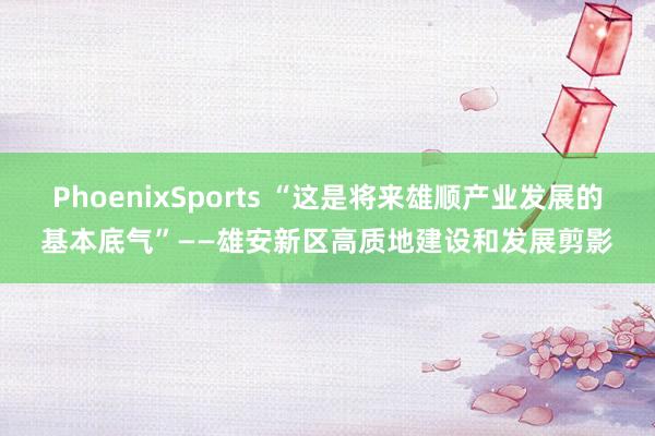 PhoenixSports “这是将来雄顺产业发展的基本底气”——雄安新区高质地建设和发展剪影