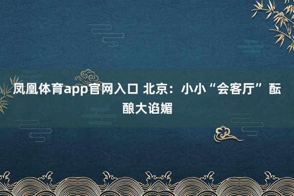 凤凰体育app官网入口 北京：小小“会客厅” 酝酿大谄媚