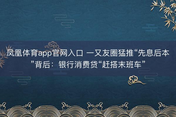 凤凰体育app官网入口 一又友圈猛推“先息后本”背后：银行消费贷“赶搭末班车”