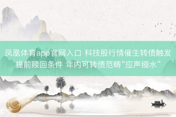 凤凰体育app官网入口 科技股行情催生转债触发提前赎回条件 年内可转债范畴“应声缩水”