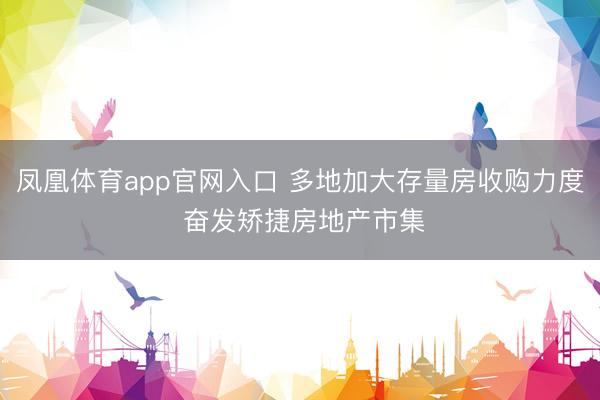 凤凰体育app官网入口 多地加大存量房收购力度 奋发矫捷房地产市集