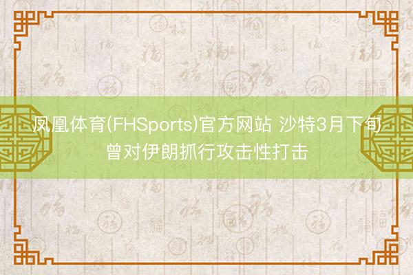 凤凰体育(FHSports)官方网站 沙特3月下旬曾对伊朗抓行攻击性打击