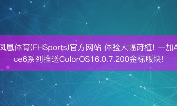 凤凰体育(FHSports)官方网站 体验大幅莳植! 一加Ace6系列推送ColorOS16.0.7.200金标版块!
