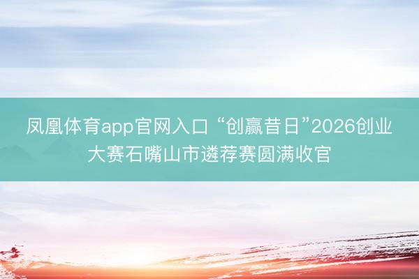 凤凰体育app官网入口 “创赢昔日”2026创业大赛石嘴山市遴荐赛圆满收官