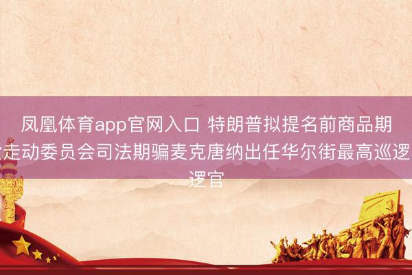 凤凰体育app官网入口 特朗普拟提名前商品期货走动委员会司法期骗麦克唐纳出任华尔街最高巡逻官