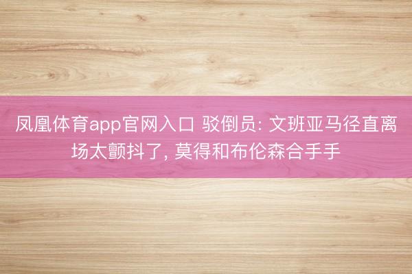 凤凰体育app官网入口 驳倒员: 文班亚马径直离场太颤抖了， 莫得和布伦森合手手