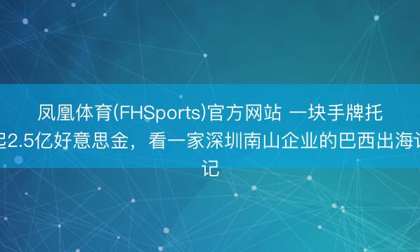 凤凰体育(FHSports)官方网站 一块手牌托起2.5亿好意思金，看一家深圳南山企业的巴西出海记