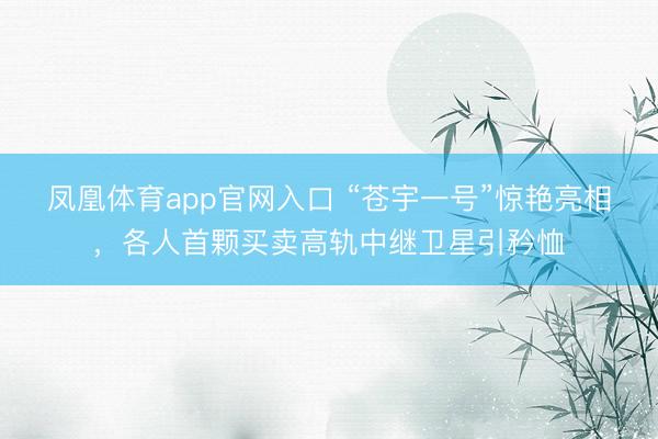 凤凰体育app官网入口 “苍宇一号”惊艳亮相，各人首颗买卖高轨中继卫星引矜恤
