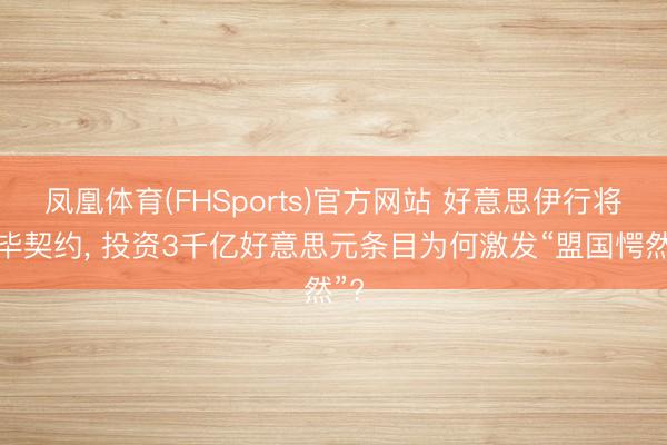 凤凰体育(FHSports)官方网站 好意思伊行将已毕契约， 投资3千亿好意思元条目为何激发“盟国愕然”?
